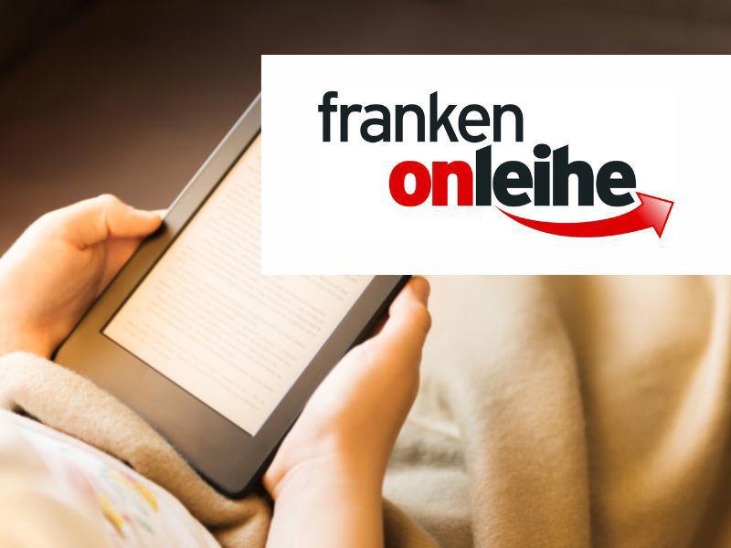 E-Book-Reader mit Franken-Onleihe-Logo