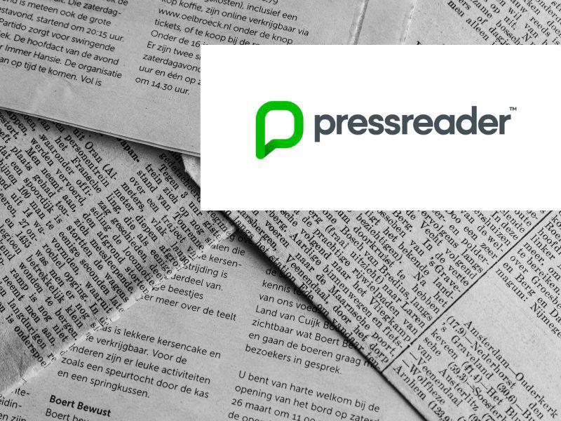 PressReader Logo auf Zeitungspapier